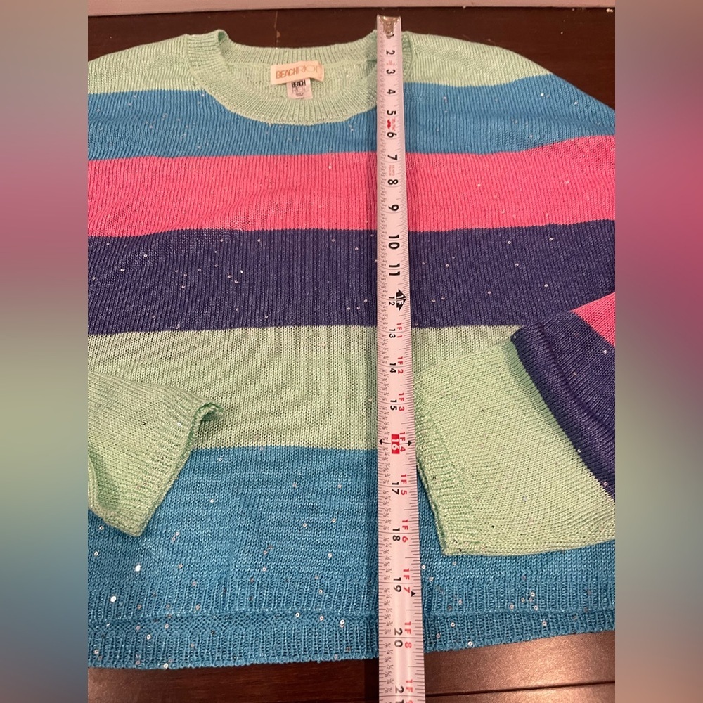 nwot Beach Riot rainbow multicolor Sequin Sweater large - Picture 4 of 7
